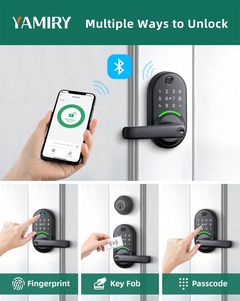 Yamiry Smart Door Handle Lock with Keypad: Yamiry Fingerprint Smart Knob - Keyless Entry Digital Lock for Front Door - Deadbolt with APP - Generate Passcode Remotely - DIY Installation - Image 2